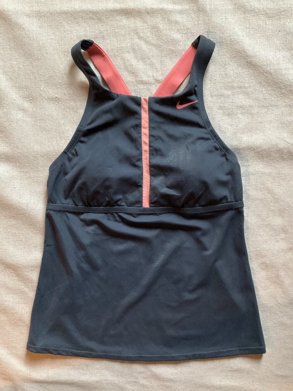 Nike Women’s Optic Camo High Neck Tankini Top, Blue Monsoon, Sz M